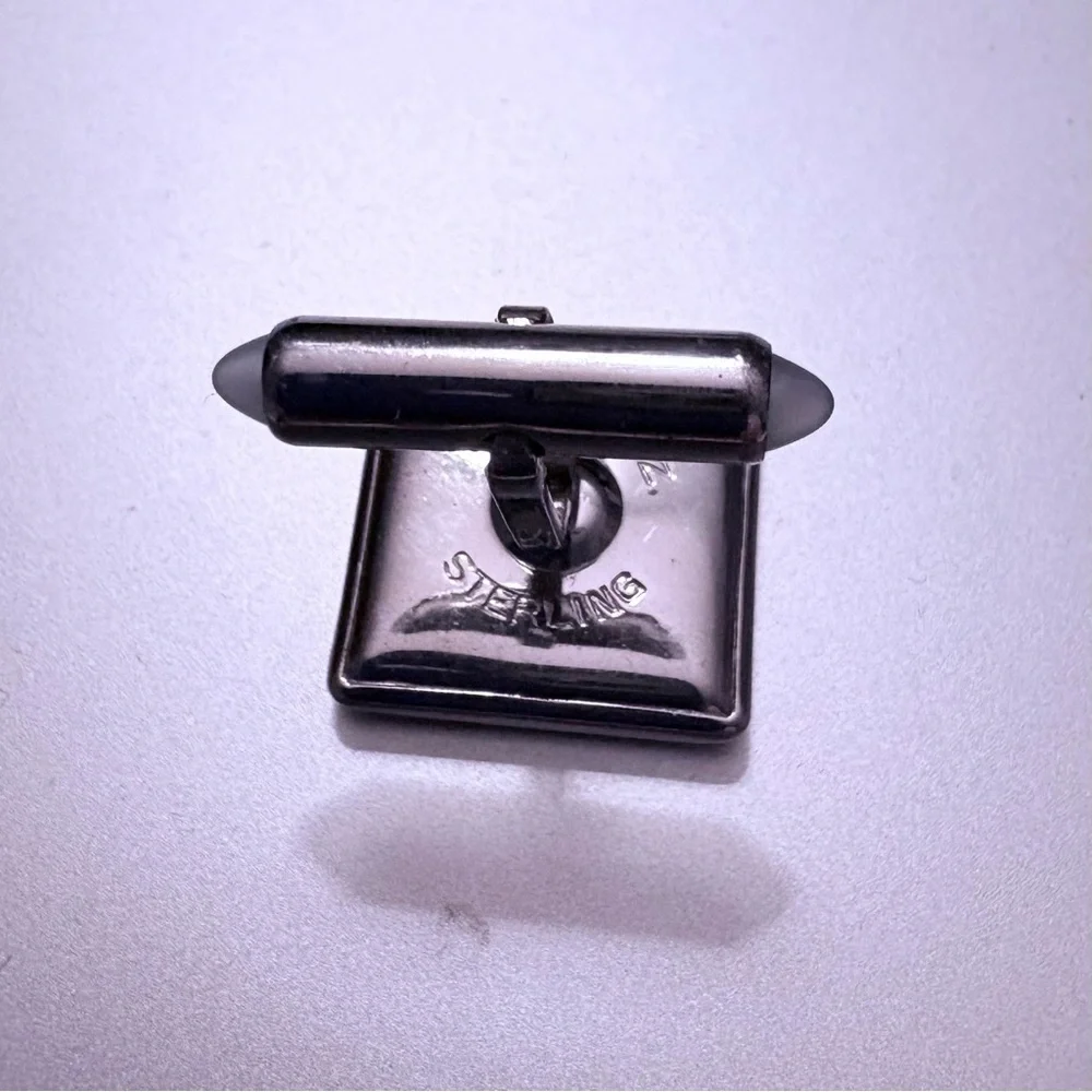 KREMENTZ Vintage Men's Jewelry, Sterling Silver Starbrust Rectangle Cuff Links